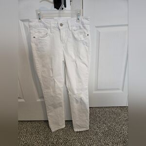 Calvin Klein White Distressed Crop Jeans